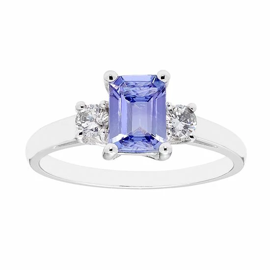 Discount ๐ Unbranded The Regal Collection 14k Gold Tanzanite & 1/5 Carat T.W. IGL Certified Diamond 3-Stone Ring Rose โ
