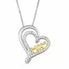 Best Sale 😉 Unbranded Two Tone Sterling Silver 1/5 Carat T.W. Diamond "Mom" Heart Pendant Necklace 🤩