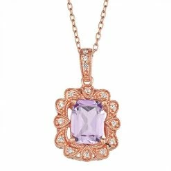 Best reviews of 👍 Unbranded 14k Rose Gold Over Silver Amethyst Frame Pendant Necklace 🤩