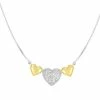 Budget 🥰 Unbranded 1/5 Carat T.W. Diamond Two Tone Sterling SIlver Heart Trio Necklace 🤩