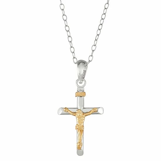 Coupon โค๏ธ Unbranded Sterling Silver And 14k Gold Crucifix Pendant ๐