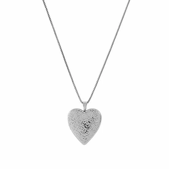 Cheapest ⭐ Unbranded Sterling Silver 20 Mm Floral Heart Locket Necklace ⌛