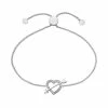 Flash Sale 😀 Unbranded Sterling Silver 1/8 Carat T.W. Diamond Heart & Arrow Bolo Bracelet ❤️