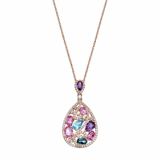 Top 10 โ๏ธ Unbranded 14k Rose Gold Over Silver Gemstone Teardrop Pendant Necklace ๐ฅ