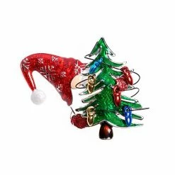 Cheapest ❤️ Unbranded Silver-Tone 🎄 Christmas Gnome & Tree Pin 😍