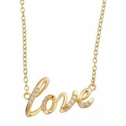 Outlet 👏 Unbranded 14k Gold Over Silver & Diamond Accent "Love" Necklace ✨