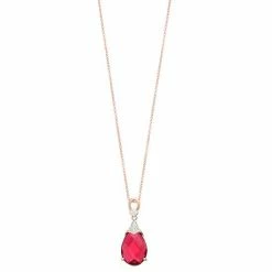 Brand new 🔥 Unbranded 18k Rose Gold Over Silver Red & Clear Cubic Zirconia Teardrop Necklace ❤️