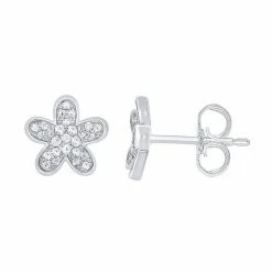 Wholesale 😉 Unbranded Sterling Silver 1/6 Carat T.W. Diamond Flower Stud Earrings ⌛