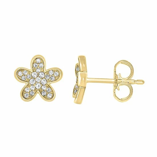 Wholesale ๐ Unbranded Sterling Silver 1/6 Carat T.W. Diamond Flower Stud Earrings โ - Image 2
