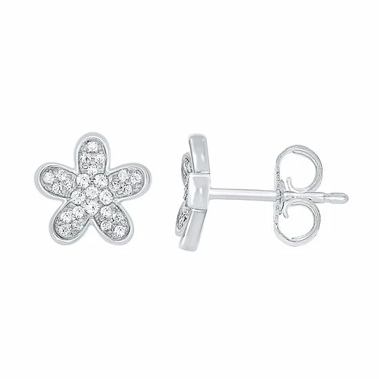 Wholesale ๐ Unbranded Sterling Silver 1/6 Carat T.W. Diamond Flower Stud Earrings โ - Image 3