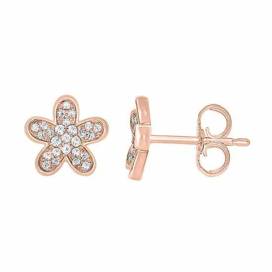 Wholesale ๐ Unbranded Sterling Silver 1/6 Carat T.W. Diamond Flower Stud Earrings โ - Image 4