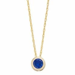 Budget 😍 Unbranded Pure Gem Collection 10k Gold Lab-Created Sapphire Bezel Pendant Necklace 🌟