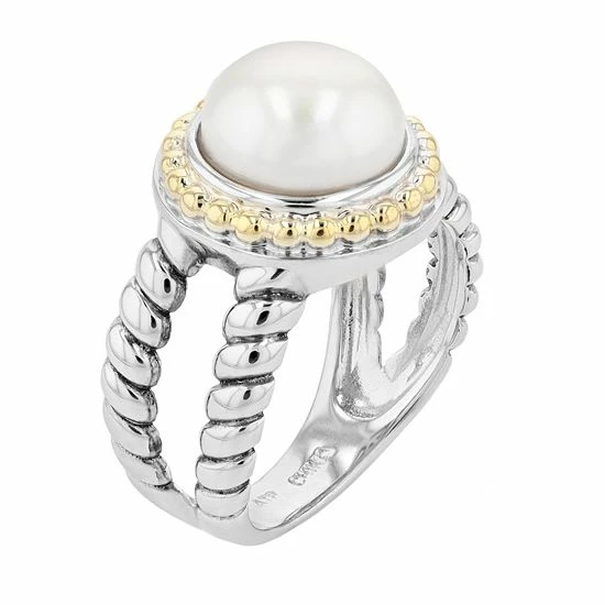 Hot Sale ๐ Unbranded Two-Tone Sterling Silver Freshwater Cultured Pearl Rope Band Ring ๐ - Image 2