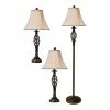 Promo ✨ Unbranded Barclay Lamp Brass Finish Natural Linen Shade Set Of 3 🥰