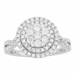 Best Pirce ✔️ Unbranded 14k White Gold 1 Carat T.W. Lab Grown Diamond Halo Ring 🛒