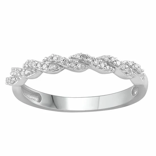 Cheap 💯 Unbranded 10k White Gold 1/10 Carat T.W. Diamond Stackable Twist Band Ring 🎁