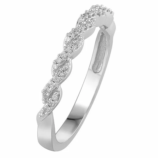 Cheap 💯 Unbranded 10k White Gold 1/10 Carat T.W. Diamond Stackable Twist Band Ring 🎁 - Image 2