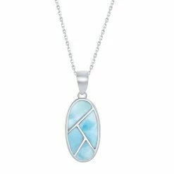 Buy 👍 Unbranded Sterling Silver Oval Larimar Pendant Necklace ⌛