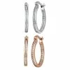 Discount 😉 Unbranded Sterling Silver & Rose Gold Over Silver Cubic Zirconia 2-pair Hoop Earring Set 🧨