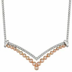Buy 🔥 Unbranded Two Tone Sterling Silver 1/3 Carat T.W. Diamond Chevron Necklace 👏