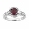 Cheapest ⌛ Unbranded 10k White Gold Garnet & 1/4 Carat T.W. Diamond Halo Ring 🥰