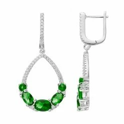 Budget 💯 Unbranded Sterling Silver Cubic Zirconia Teardrop Earrings Green 💯
