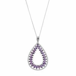 Best Pirce ⭐ Unbranded Sterling Silver Cubic Zirconia Teardrop Pendant Necklace ✨