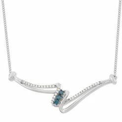 Best deal 🤩 Unbranded 1/4 Carat T.W. Blue And White Diamond Sterling Silver Swirl Necklace 👍