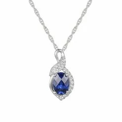 Buy 👍 Unbranded Sterling Silver Lab-Created Blue & White Sapphire Pendant Necklace 😀