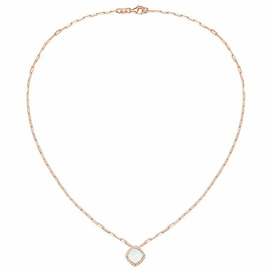 Best reviews of ๐งจ Unbranded 14k Rose Gold Over Silver Lab-Created Opal & White Sapphire Pendant Necklace ๐