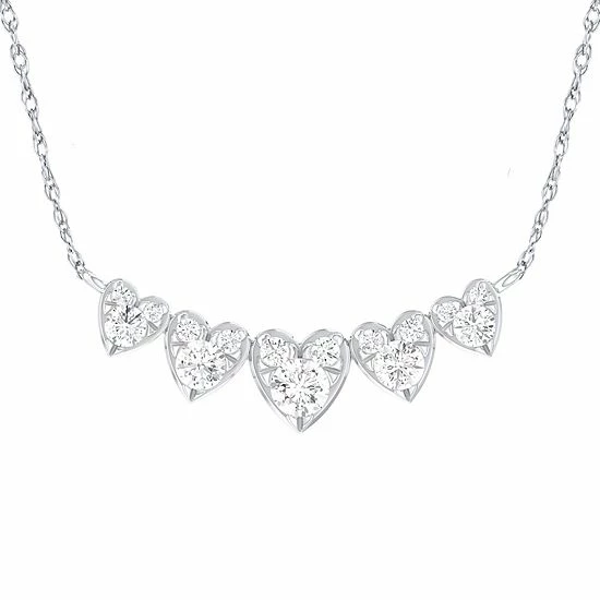 Hot Sale ๐คฉ Unbranded 10k White Gold 1/3 Carat T.W. Diamond Hearts Necklace ๐