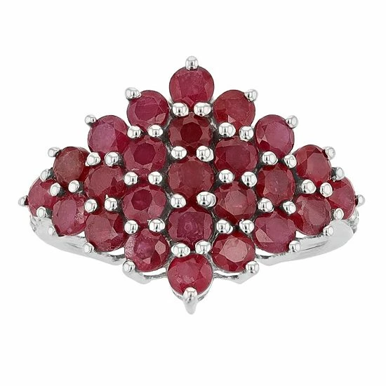 New ๐งจ Unbranded Sterling Silver Ruby & White Zircon Accent Pyramid Ring ๐