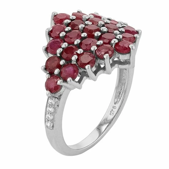 New ๐งจ Unbranded Sterling Silver Ruby & White Zircon Accent Pyramid Ring ๐ - Image 2