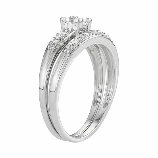 Flash Sale ✨ Unbranded Sterling Silver 1/10 Carat T.W. Diamond Engagement Ring Set Rhodium Plated 👏 - Image 2