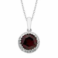 Discount ❤️ Unbranded 10k Rose Gold Garnet & 1/8 Carat T.W. Diamond Pendant Necklace 💯