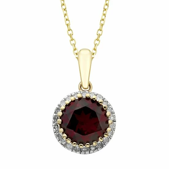 Discount ❤️ Unbranded 10k Rose Gold Garnet & 1/8 Carat T.W. Diamond Pendant Necklace 💯 - Image 2