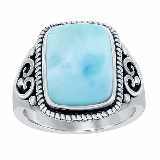 Budget ๐ Unbranded Sterling Silver Larimar Rectangle Ring ๐