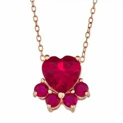 Cheapest 🌟 Unbranded 14k Rose Gold Over Silver Lab-Created Ruby Paw Pendant Necklace 🤩
