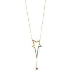 Best deal ✔️ Unbranded 14k Gold Over Silver Multicolor Cubic Zirconia Star Necklace 🌟