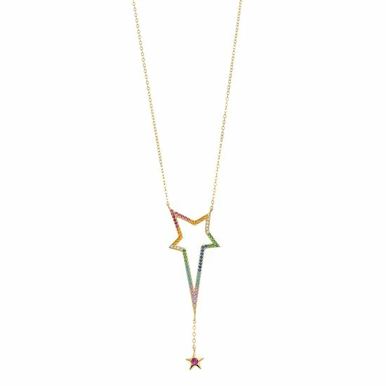 Best deal โ๏ธ Unbranded 14k Gold Over Silver Multicolor Cubic Zirconia Star Necklace ๐