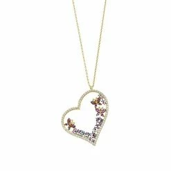 Brand new 🤩 Unbranded Sterling Silver Multi Colored Cubic Zirconia Heart Necklace 🔔
