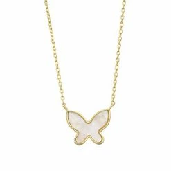 Brand new ✔️ Unbranded 14k Gold Over Silver 👩 Mother-of-Pearl Butterfly Pendant Layering Necklace 🔥