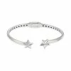 Deals 🎁 Unbranded White Topaz Sterling Silver Star Hinged Cuff Bracelet 👏