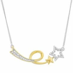 Wholesale 🔥 Unbranded 1/6 Carat T.W. Diamond Sterling Silver And 18k Gold Two Tone Shooting Star Necklace 🔥