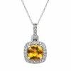 Flash Sale 🛒 Unbranded Citrine & 1/8 Carat T.W. Diamond 10k White Gold Halo Pendant Necklace ✔️