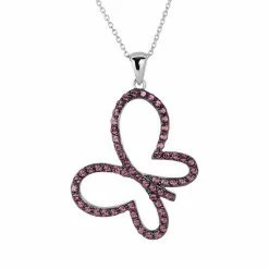 Best Pirce 🥰 Unbranded Oro Leoni Sterling Silver Rhodolite Garnet Butterfly Pendant 🔔
