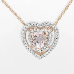 Cheapest ❤️ Unbranded 10k Rose Gold 1/5-ct. T.W. Diamond And Morganite Heart Pendant 👏