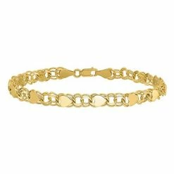 Best Pirce ❤️ Unbranded 14k Gold Double Link Heart Charm Bracelet ⭐