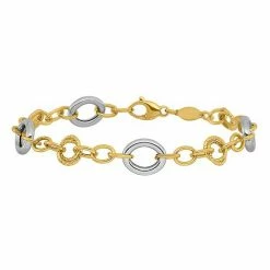 Budget 🎉 Unbranded Two Tone 14k Fancy Circle Cable Link Bracelet 🎉