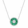 Budget 😍 Unbranded Sterling Silver White & Green Cubic Zirconia Baguette Circle Necklace 😀